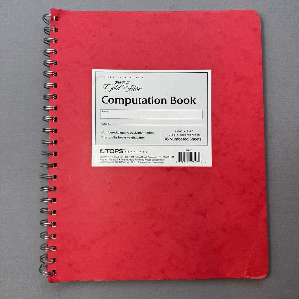 Ampad 22157 11.75" x 9.25" Quadrille Rule Computation Book - Spots/Wear on Cover